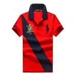 polo ralph lauren t-shirt en coton et stretch slim fit rouge multicolor